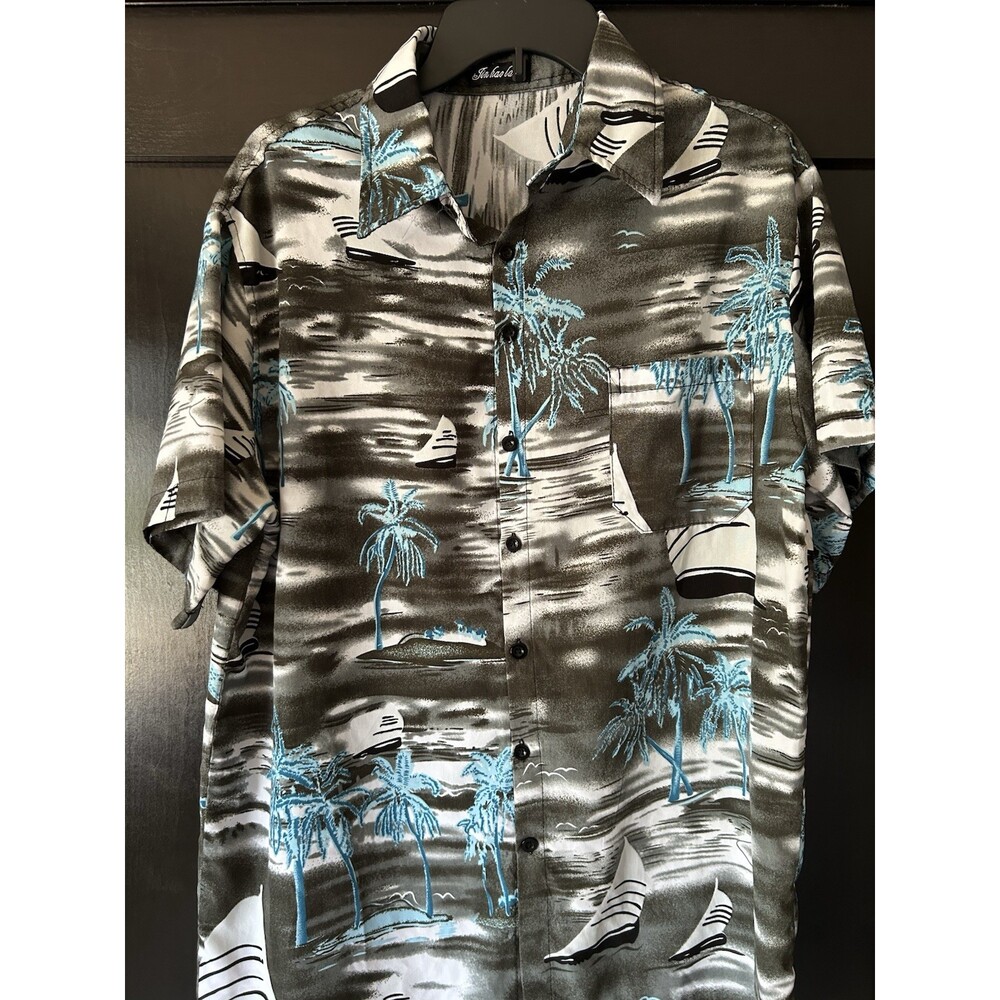 Men’s Tropical Beach Print Casual Button Down Shirt Size Large 3XL XXXL Chino